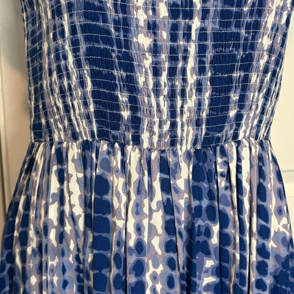 THML Blue Purple Tie Dye Sleeveless Ruffle Smocked Midi Dress S - Picture 4 of 10